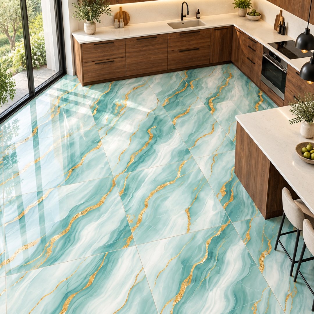 CA SQUARE AQUA GOLD, marble-look wall tile for bathroom (view 5)